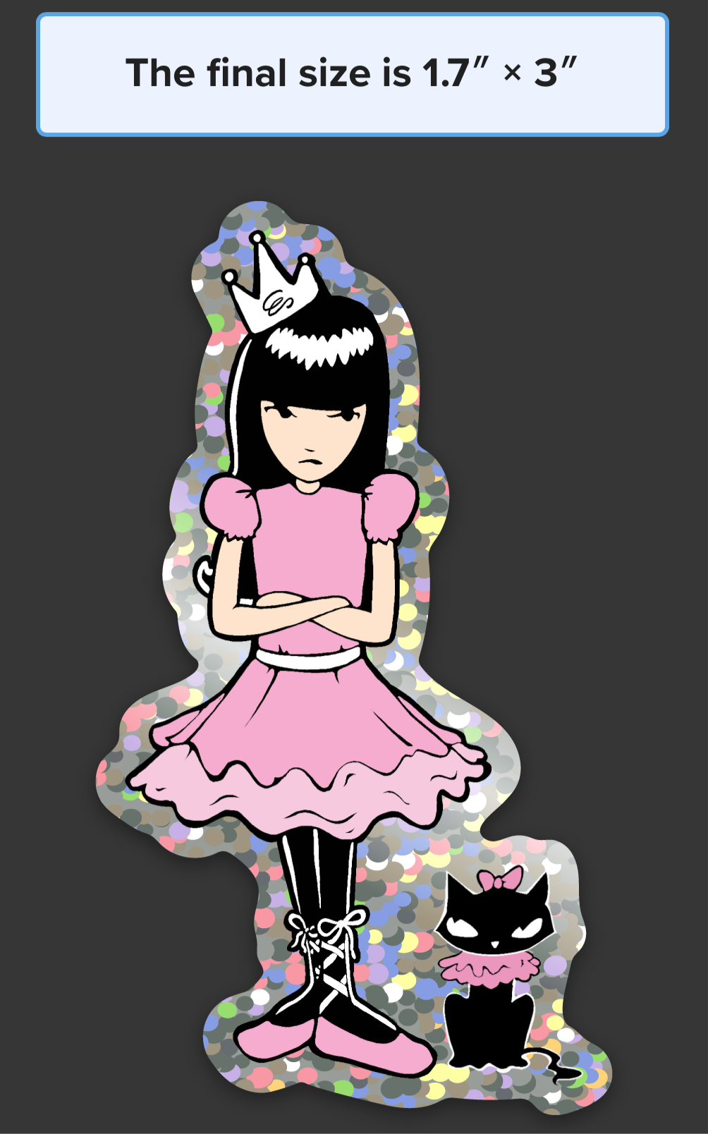 Emily the Strange Glitter Sticker (Nightmare)