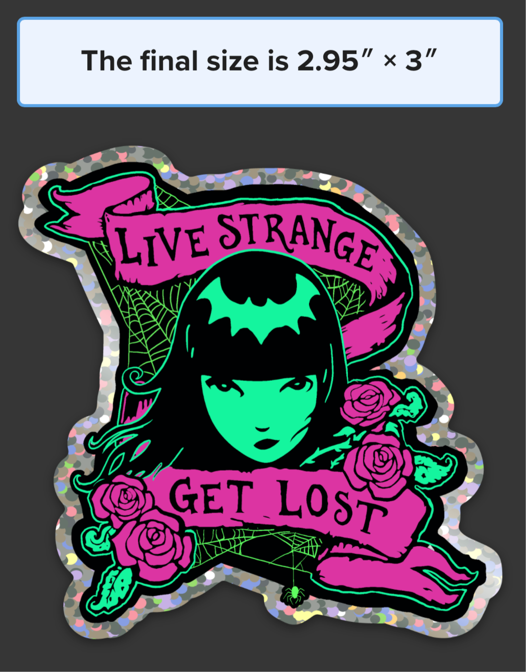 Emily the Strange Glitter Sticker (Get Lost)
